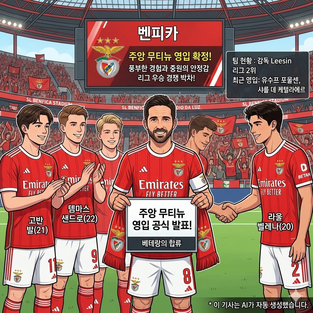 벤피카, [베테랑] 무티뉴 영입! 중원 장악 나선다